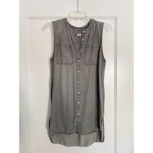 Gray Acid Wash Sleeveless Tunic
